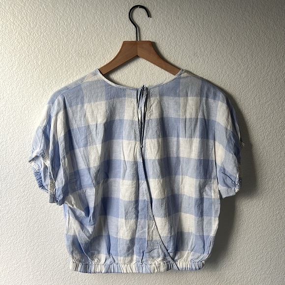 Madewell Linen-Blend Michele Bubble Top in Gingham Check - Picture 6 of 8